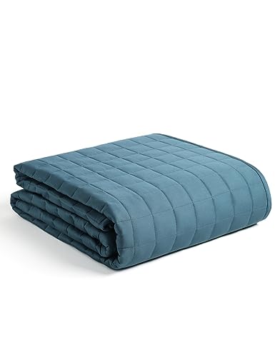 YnM weighted blanket with cotton and glass beads – 60x80 25lbs (peacock/grey, reversible)