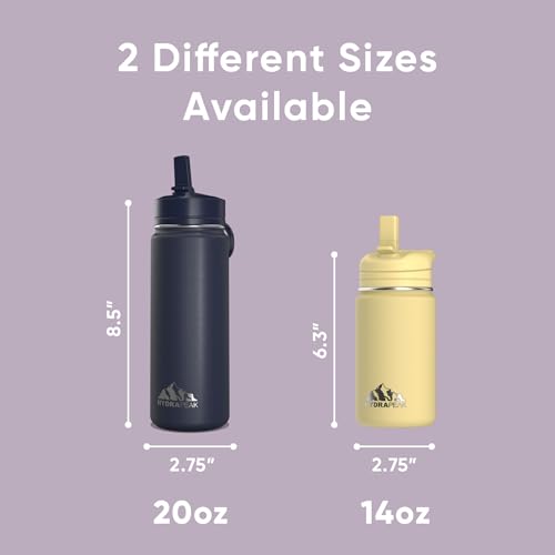 Hydrapeak Mini garrafa de água de 400 ml com tampa de palha, garrafa de água isolada, garrafa de águ