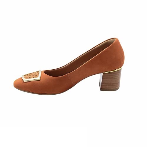 Sapato Feminino Usaflex Velour Cab Ferrugem Marrom Z2606/62 Tamanho:36;Cor:Marrom