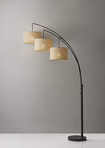 Adesso 4238-26 Trinity Arc Floor Lamp Antique Bronze Finish, Beige Burlap . Home Decor Lamps And Light Fixtures, 82",3 Arm thumb #12