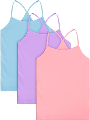 Boao 3 Pieces Girls Dance Tank Tops Racerback Camisole Undershirts Spaghetti Strap Camis Dance Clothes Tank Tops for Girls