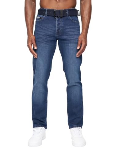 Crosshatch Men's Regular Fit Straight Leg Jeans, Comfortable, Classic Denim, Casual Everyday Wear Dark Wash 34W / 32L