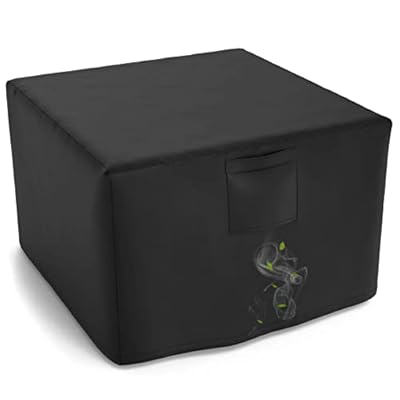 WLEAFJ Fire Pit Cover Square, Fits for 28-32 Inch Gas Fire Table, Heavy Duty Oxford Fabric Outdoor Fireplace Cover, Waterproof Rectangle Firepit Cover, 32 x 32 x 24 Inch, Black