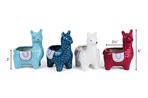 Cute Alpaca Succulent Pots, 4 Pc. Set Animal Planter, Decorative Ceramic Planters For Natural Indoor Gardens And Cacti, Colorful Office And Home Decor For Living Room, Kitchen, Or Desk #TOP1