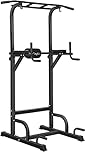 BangTong&Li Power Tower Workout Pull Up & Dip Station Adjustable Multi-Function Home Gym Fitness Equipment (black)