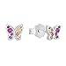 s.Oliver Ohrstecker 925 Sterling Silber Mädchen Kinder Ohrschmuck, mit Zirkonia synth, 0,5 cm, Multicolor, Schmetterling, Kommt in Schmuck Geschenk Box, 2031532