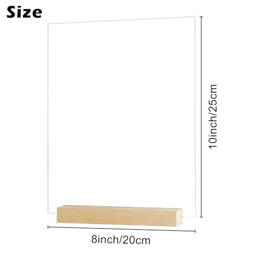 6 Pack 8x10 Inch Square Arch Acrylic Sign with Stands, Clear Acrylic Table Signs, Arched Round Top Sheet, DIY Arch Blank for Wedding Table Number Menu Bar List Sign (Square Clear, Wood Stand) by CEUQIESO - Image 2