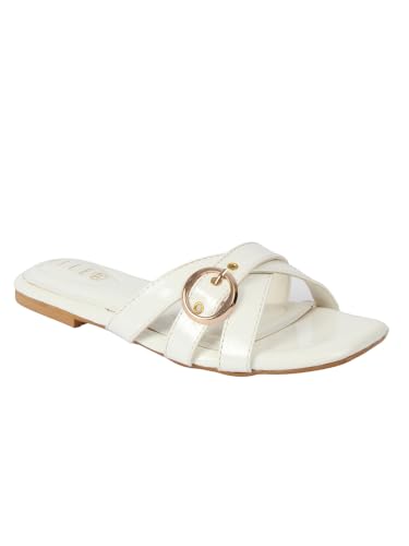 Image of ELLE Women's Criss-Cross Patent Multi-Strap Square-Toe Sandal