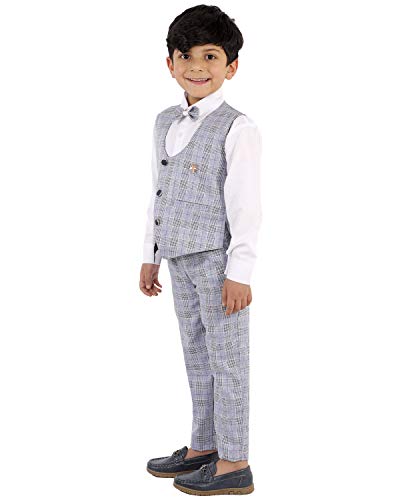 Image of Boy's Cotton 3 Piece Waistcoat Pant Shirt Set