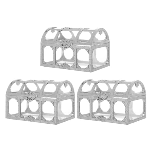 Boîte à Dragées de Mariage Argentée en Plastique, Lot de 3