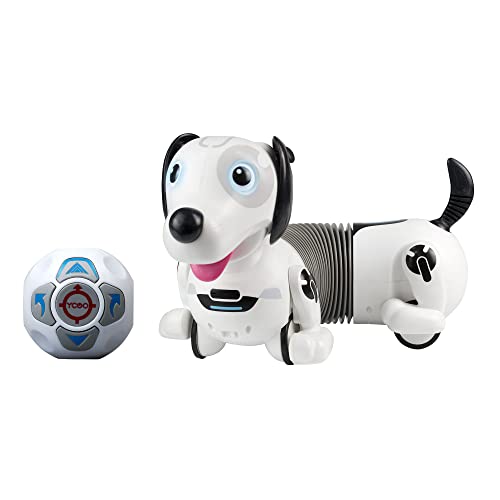 YCOO 88586 Robo Dackel R by Silverlit, Ferngesteuerter Roboter Hund, Spielzeug Hund für Kinder, reagiert auf Bewegungen, Holt seinen Ball, Follow me Funktion, 35 cm, weiß, ab 5 Jahren