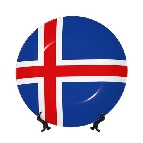 Drapeau Islande en porcelaine 15 cm avec support pour mur - 2