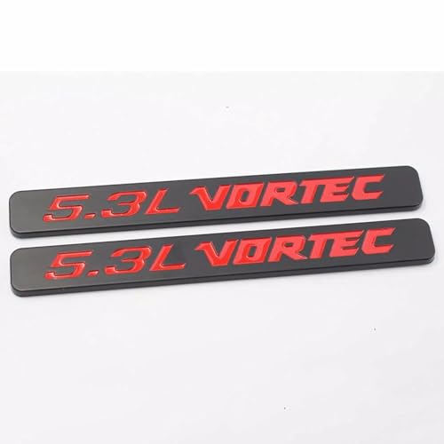 Image of Hood Door Side Emblems Engine 3D Badge Nameplate Decals Fits for 5.3l Vortec 2PCS (Black Red)