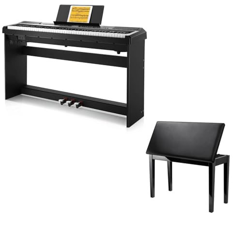 Donner DEP-20 Beginner Digital Piano 88 Key Full Size Weighted Keyboard+Donner Duet Piano Bench with Storage - image 1
