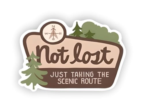 Image of inch inchNot Lost, Just Taking The Scenic Route inch inch 3 in. Sticker for Laptop Wall Car Window Bumper Guitar Refrigerator Car Body Folders Vehicle Tailgates, White