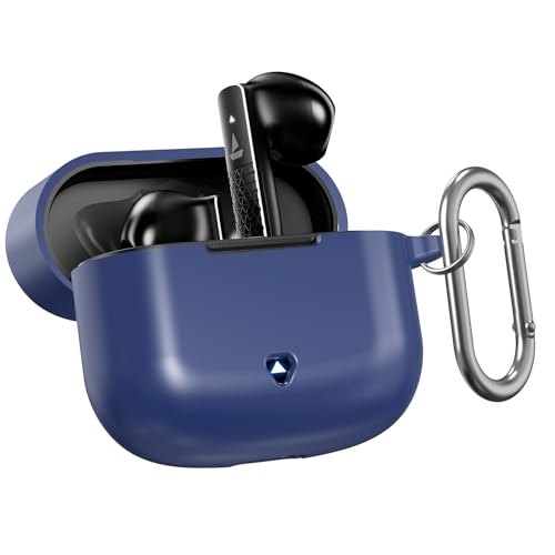 Image of Sounce Silicone Case Cover for Boat Airdopes 91 Prime, Soft Protective Shockproof Shell with Anti-Loss Keychain Clip, Dustproof and Scratch-Resistant Design, Secure Fit with Protection, (Blue)