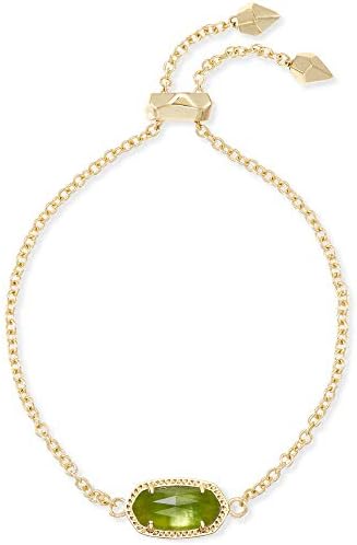 Kendra Scott Elaina Link Chain Bracelet for Women, Dainty Fashion Jewelry, 14k Gold-Plated Brass, Peridot Illusion