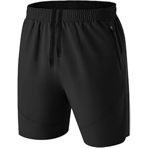 HMIYA Men’s Casual Sports Quick Dry Workout Running or Gym Training Short with Zipper Pockets