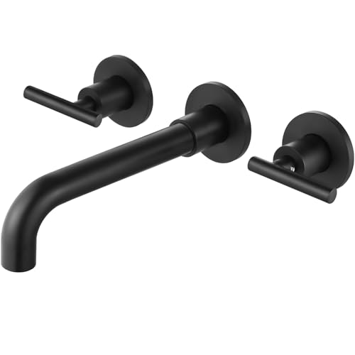 Airuida Wall Mounted Widespread Bathroom Sink Faucet Wall Mount Lavatory Faucet Vanity Sink Mixer...