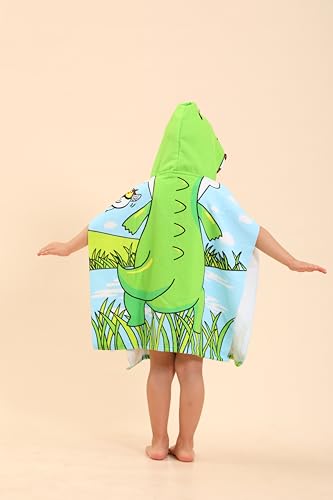 Image of Dinosaur Hooded Towels for Kids, Kids Beach Towels for Boys /Girls, Swimming Towels /Towel Robes /Wearable Towels /Pool Towels for Kids 2-10, Poncho Beach Towels for Kids, Hooded Beach Towels for Toddler