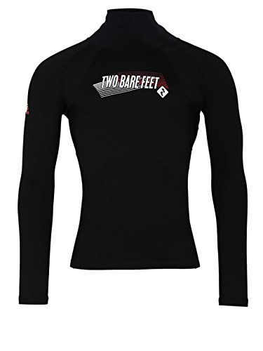 Two Bare Feet Adults Thermal Fleece Lined Rash Guard Vest - Long Sleeve UV Protection Surf Base Layer, Wetsuit Swimming Top for Surfing, Snorkelling & Watersports (Black, S)