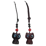 SAFIGLE Lot de 2 Porte-Clés Chat en Bois Miniatures Décoration Suspendue Artisanale Acce...