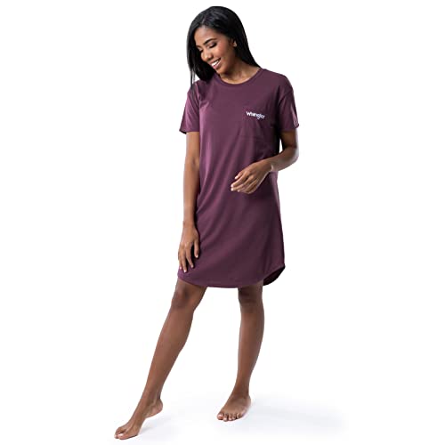 Wrangler Women's Short Sleeve Crewneck Pocket Sleepshirt, Amaranth, 4X #TOP7