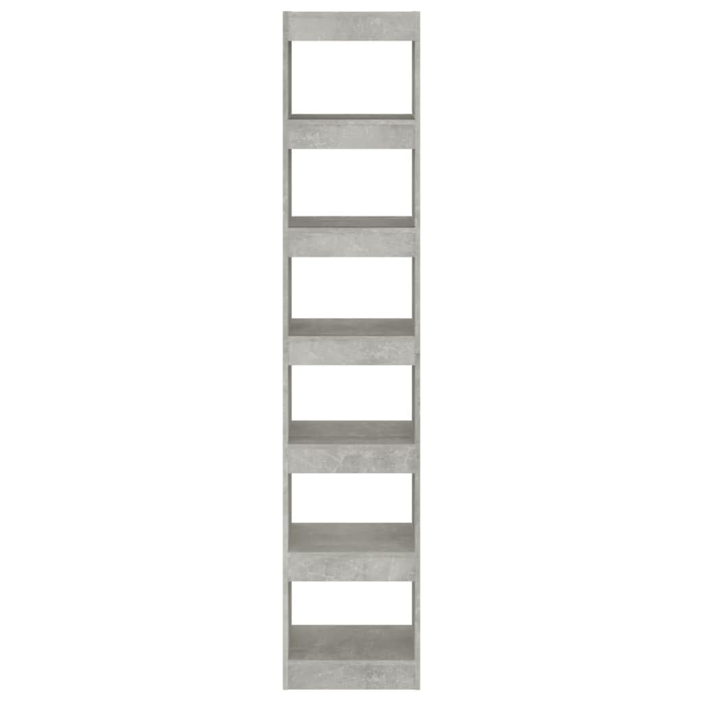 Bücherregal Betongrau 40x30x198 cm Holzwerkstoff, Raumteiler und Standregal mit viel Stauraum, fächer für Bücher, Ordner und Zubehör, platzsparend im Wohnzimmer oder Büro