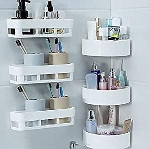 FNCRON ABS Plastic Kitchen Bathroom Wall Holder Storage Rack, Corner Shelf (White Colour only) -Combo of 6 Pieces Plastic Wall Shelf (3 Bathroom Shelves + 3 Corner Triangle Shelves) (B0CK6JVT9Z) Amazon Price History, Amazon Price Tracker