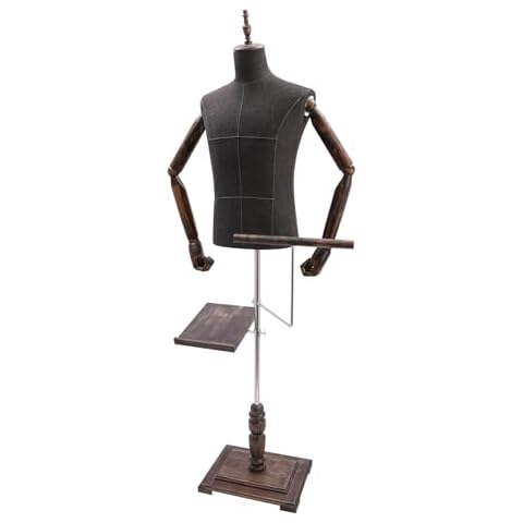 BAIODNB Fashion Male Mannequin,Men's Suit Display Stand Torso Dress Form Mannequin Body with Stand, Male Mannequin Torso for Clothing Dress Jewelry Display (Black Gray, 15.75x11.81in) Cover
