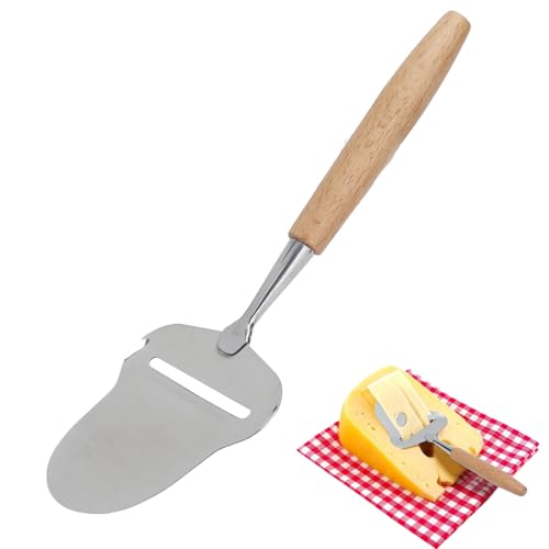 Gsycle 2PCS Cheese Slicer, Stainless Steel Cheese Cutter Cheese Spatula Adjustable Thickness Cheese Planer with Wood Handle for Cheese