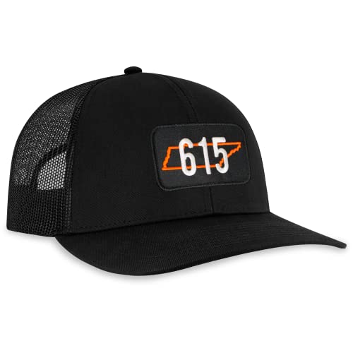 Tennessee Hat – 615 Trucker Hat TN Baseball Cap Snapback Golf Hat (Black)