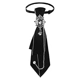 LJBFNN Bow Tie for Women, Adjustable Pre-Tied Ties for Women Girls Uniform Necktie with Rhinestone for Party School Concert (Black)