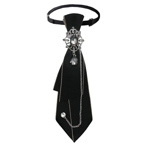 LJBFNN Bow Tie for Women Adjustable Pre-Tied Ties for Women Girls Uniform Necktie with Rhinestone for Party School Concert (Black)