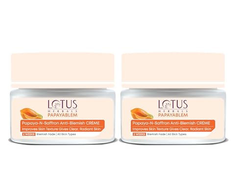Image of Lotus Herbals Papayablem Papaya & Saffron Anti-Blemish Cream | For Dark Spots, Pigmentation & Uneven Skin Tone | 100g
