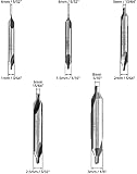 QWORK® Zestaw Zentrierbohrer, 5 Stück 1/1,5/2 / 2,5/3 mm 60 Grad Drehmaschine Kombiniert Zentrum Bohrer Senker für Metall, Legierung, Kupfer, Eisen, Holz