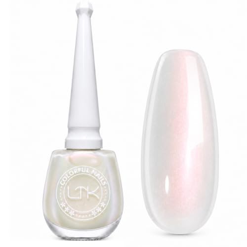 Image of Pearl White Nail Polish,Pearl Iridescent White Nail Varnish, High Gloss