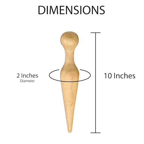 Image of HIC Kitchen Wooden Pestle for Chinois, Hardwood, Cone-Shaped, For Purees, Sauces, Soups, Jams, And More, 8-Inches