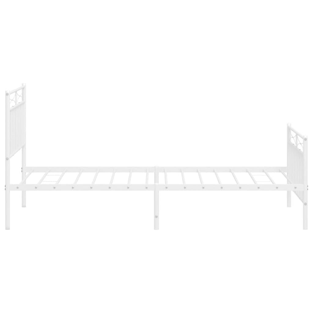 Telaio letto con testiera e pediera in metallo bianco 100 x 190 cm Cornice da letto per soggiorno Telaio per camera da letto Struttura del letto dell'hotel Adatto per camera da letto