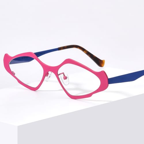 Image of FONEX Colorful Pure Titanium Glasses Frame Women Retro Round Eyeglasses
