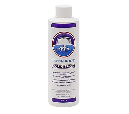 (Stage 4 Maturation Stage Fertilizing) Tappin' Roots Solid Bloom Fertilizer Liquid Plant Food Concentrated On All Flowering Plants to Ignite Abundant Flowering and Prosperous Fruit Yields (8 oz)