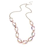BVGA Acrylic Chain Link Necklace Bohemian Tortoiseshell Floral Oval Acrylic Resin Circle Hoop Link Long Necklaces for Women (Floral)