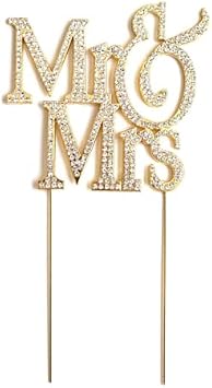 Bride and Groom Cake Toppers,Mr and Mrs Cake Topper For Wedding Anniversary Decorations Gold