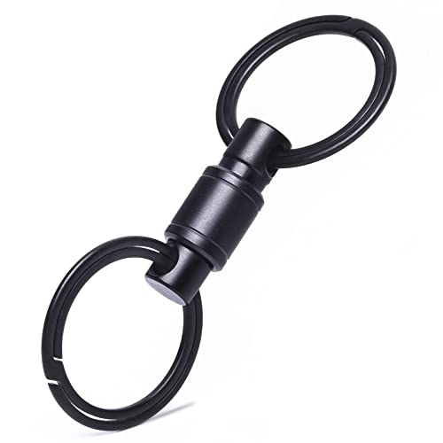 Autuveen Titanium Quick Release Keychain,Black Detachable Key Ring Pull Apart Keychain,Key Holder Accessory For Bag/Purse/Belt(Black) #TOP5