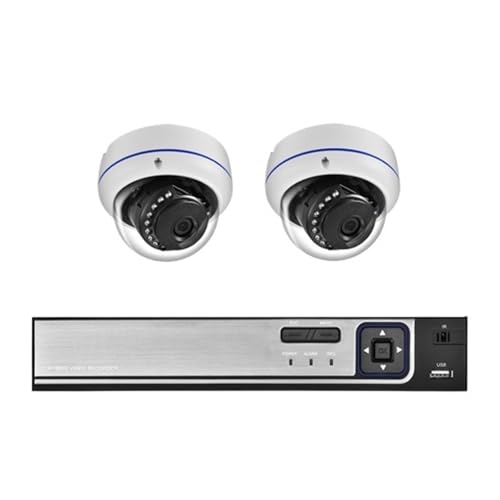 WAFOHSR Kit Telecamera Dome Riot Da 8 MP, Di Telecamere For Esterni Con Audio E Video 4K, Set Videosorveglianza CCTV 4 A Canali Rilevamento Del Movimento(None,4CH NVR and 2Cameras)