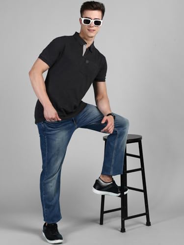 Image of Lux Cozi Men Cotton Regular Fit Polo Neck Half Sleeve Solid Casual T-Shirt with Chest Pocket | Pack of 2 |