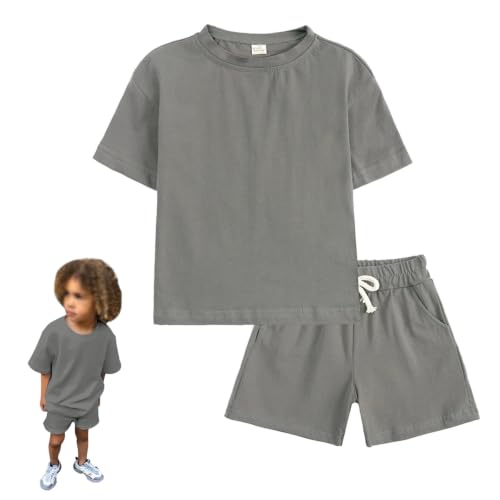 Survêtement été enfant orange en coton léger : lot de 2 ensembles t-shirt et short de jogging