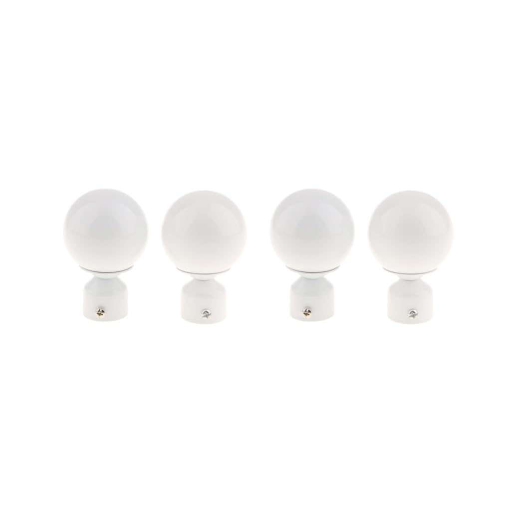 Leisurealeaneag Lot de 2 embouts de tringle à rideaux pour tringle à rideaux Diamètre 28 mm Boule #Blanc, boule blanche, 2 pièces