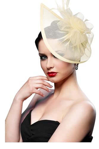Image of DRESHOW Women Fascinator Hats Tea Party Hat Vintage Pillbox Hat Headband for Cocktail
