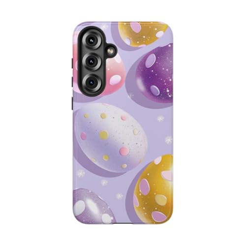 Coque rigide Samsung S25 Plus violette motif de Pâques brillant antichoc
